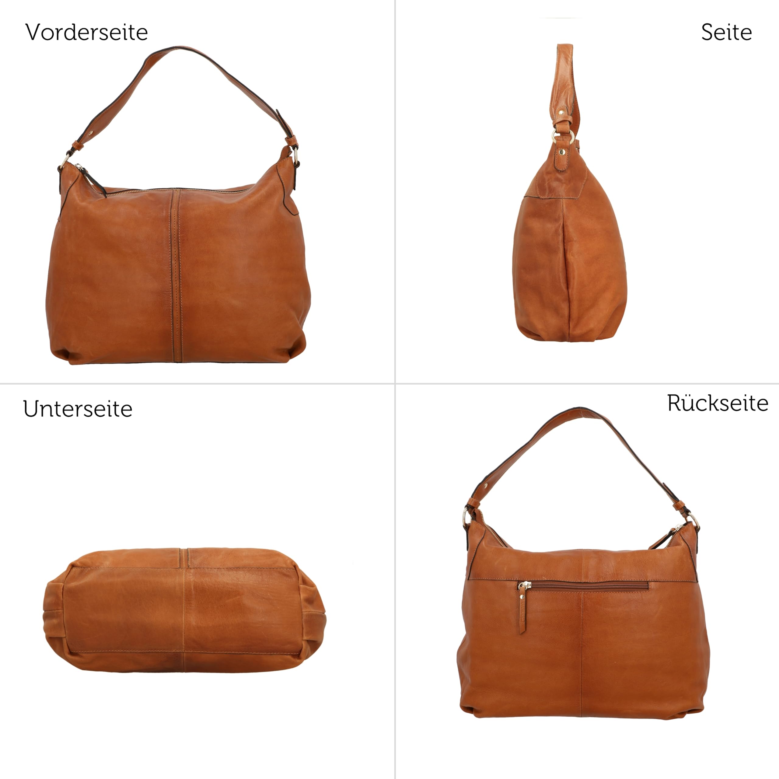 Gusti Shopper Leder - Hannah Damen Handtasche Umhängetasche Riementasche Schultertasche Unitasche Bag Shopping Tasche Ledertasche Leder