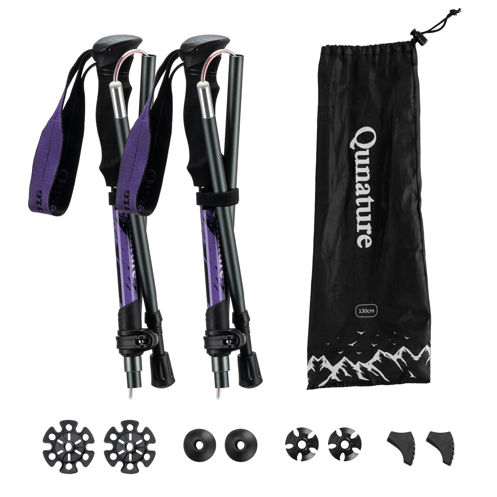 Kije Trekkingowe Lekkie, Składane Kije z Aluminium 7075 110-130 cm dla Kobiet i Mężczyzn, Sprzęt Turystyczny, Wędrówki, Kemping, Wspinaczka Górska, Trekking