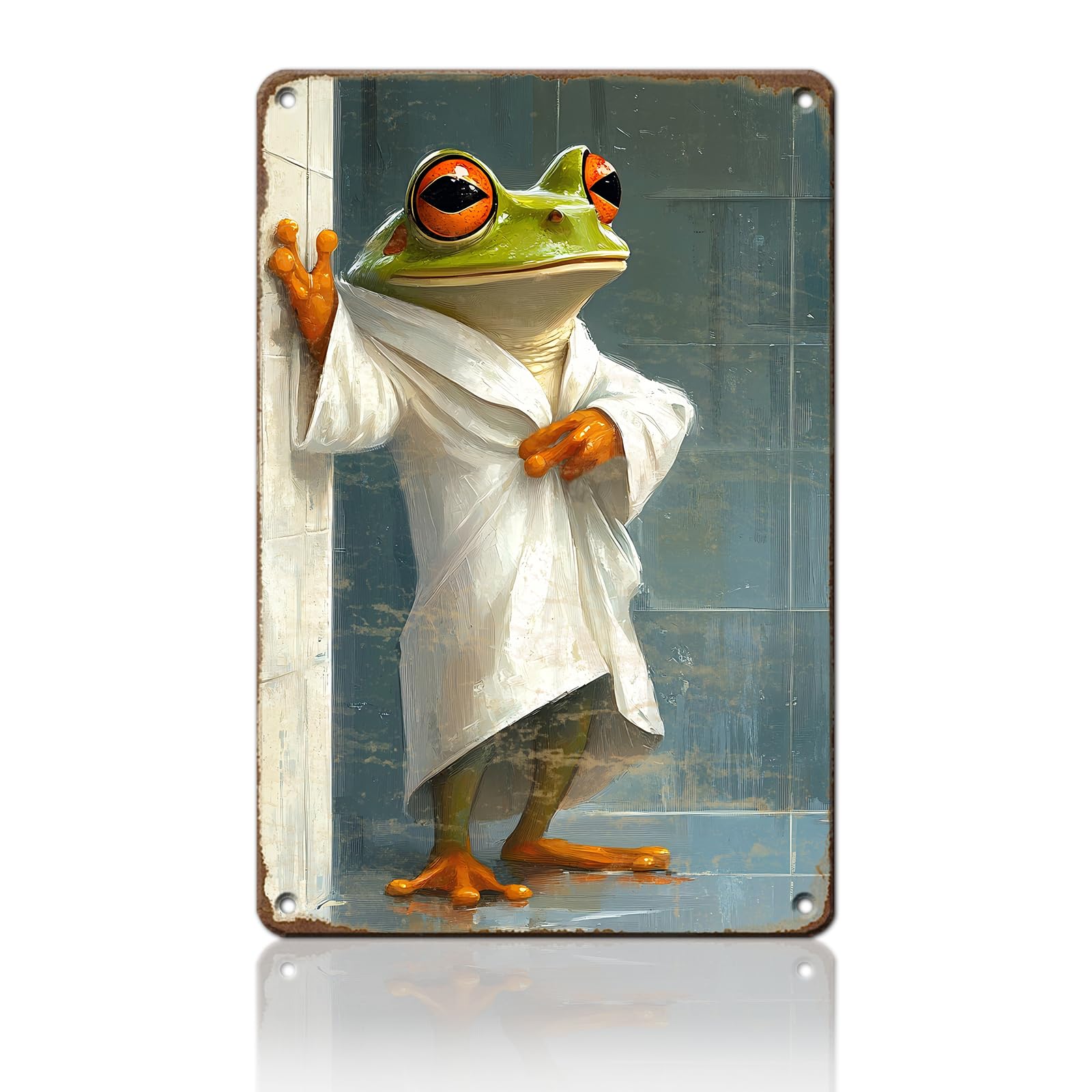 Anceky Tin Sign Frog Metal Sign Funny Wall Decor for Garage Living Room Bar Kitchen Home 12×8 Inch