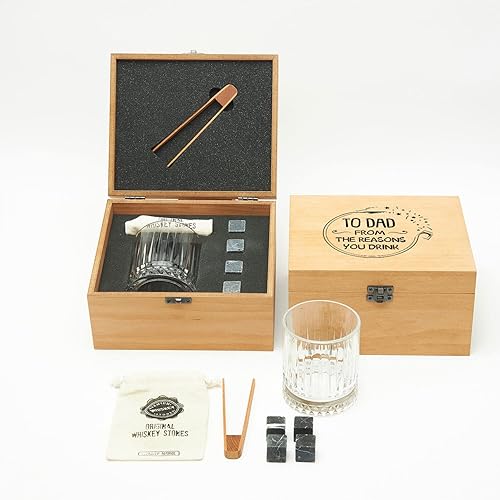 Miniatura 5 de Hediye Sepeti - Juego de vasos y piedras de whisky, regalo divertido envuelto para regalo, regalo para papá, regalos de cumpleaños para papá, juego
