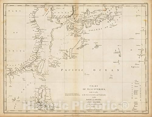 Mapa histórico carta de descubrimientos hecha en 1787, en los mares de China y la tartaria, por The Boussole and Astrolabe, 1798, Jean Francois Mapa histórico carta de descubrimientos hecha en 1787, en los mares de China y la tartaria, por The Boussole and Astrolabe, 1798, Jean Francois