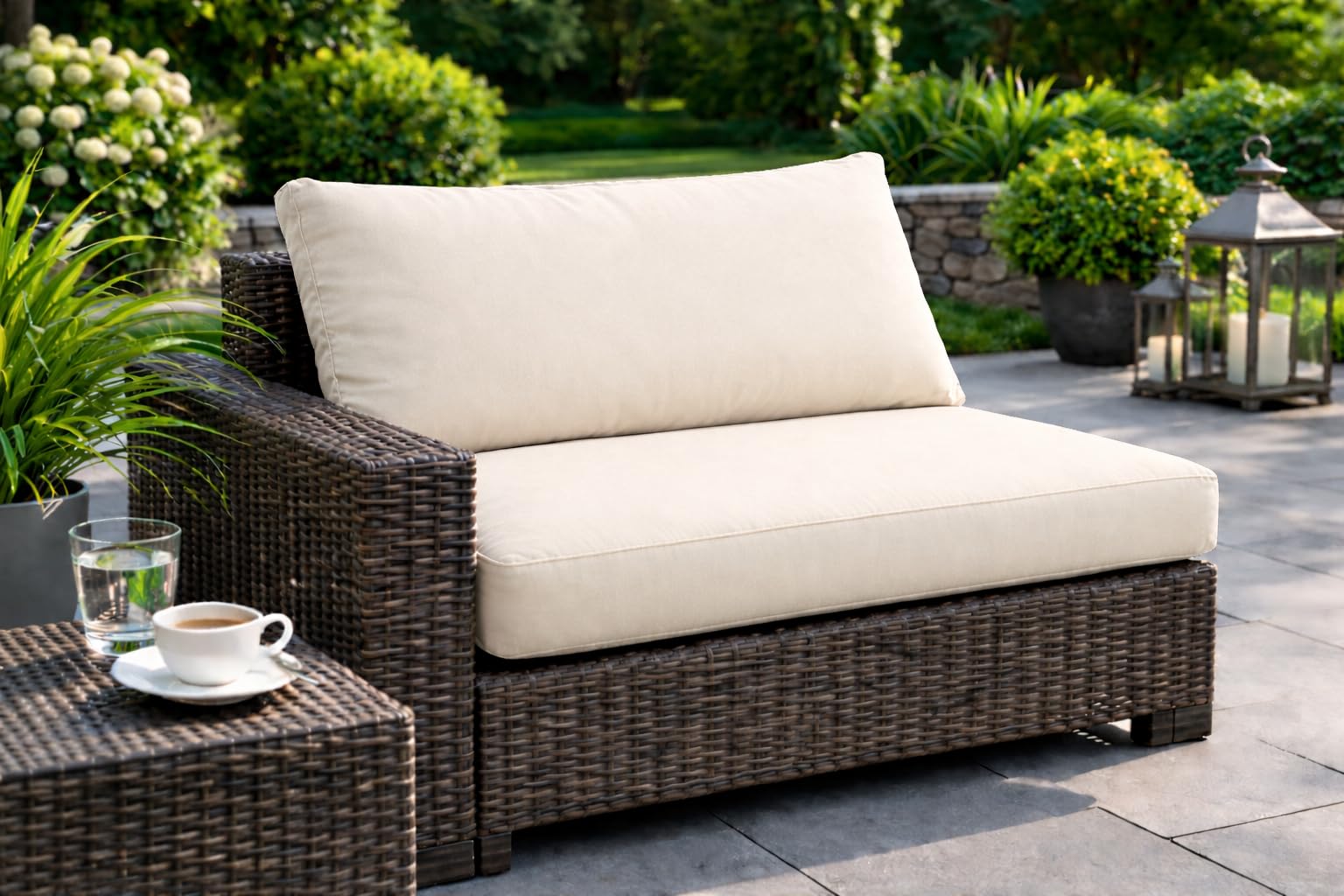 Rattan Garden Furniture Cushions Replacement 10cm Thick Seats and Back Pads Outdoor/Indoor UK, Cream, Grey, Charcoal Covers| Custom Sizes (Cream, Back 70x40 c)