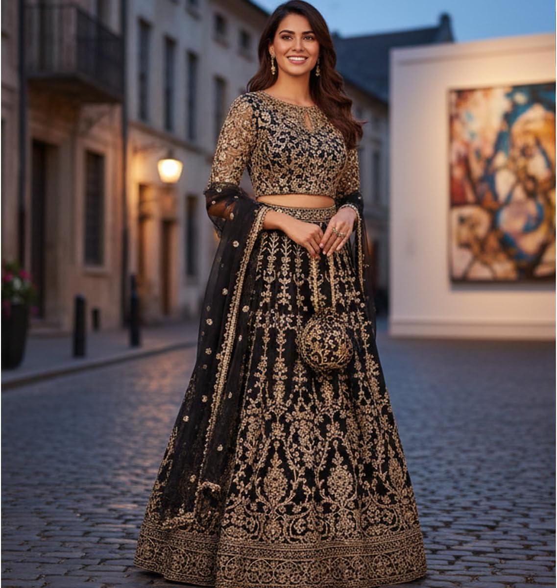 Touchstone Traditional Indian Hand Embroidered Shopping Gifts Jewelry Wedding Faux Pearls Strings Drawstring Bag for Women. - Image 8