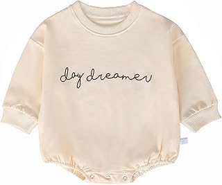 Baby Girl Boy Crewneck Sweatshirt Romper, Long Sleeve Rainbow Pullover Sweater Top Warm Fall Winter Clothes