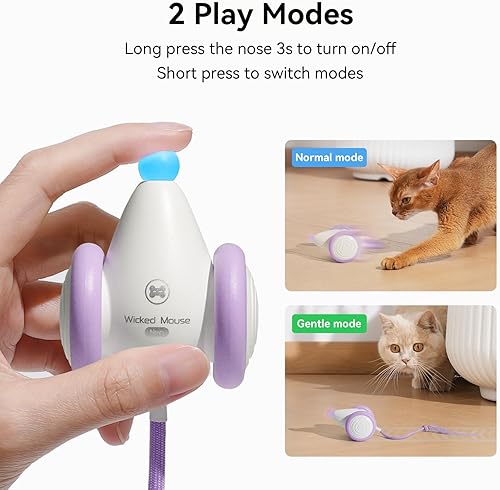 Miniatura 6 de Juguetes interactivos para gatos de interior  Juguetes de gatito en movimiento automático, juguete para gatos malvados con cola y luces, suministros