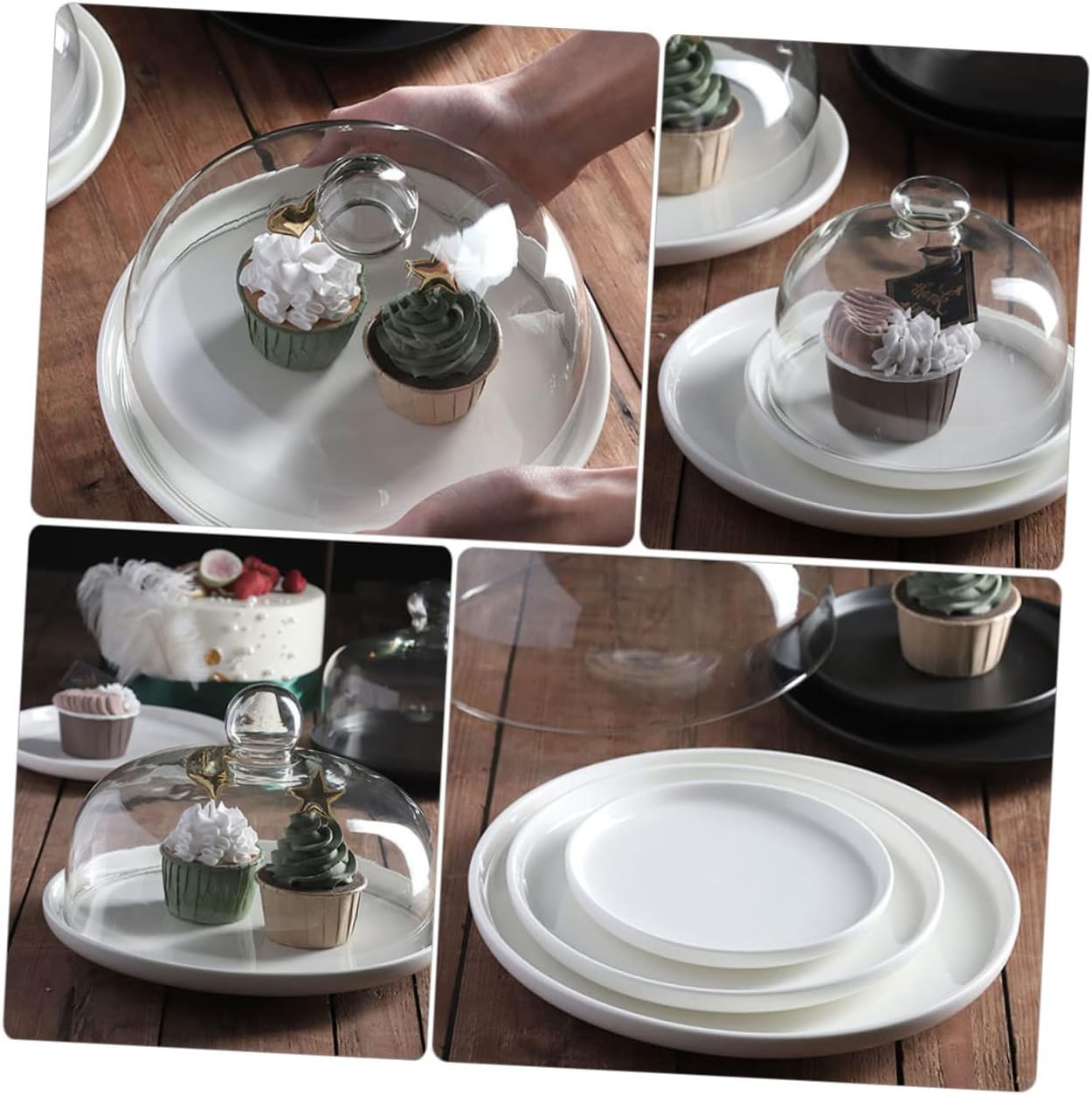 Ciieeo Glass Dessert Display Tray Lid Multi-functional Household Cake Plate for Fruits and Pastries Elegant Serving Platter for Weddings and Parties