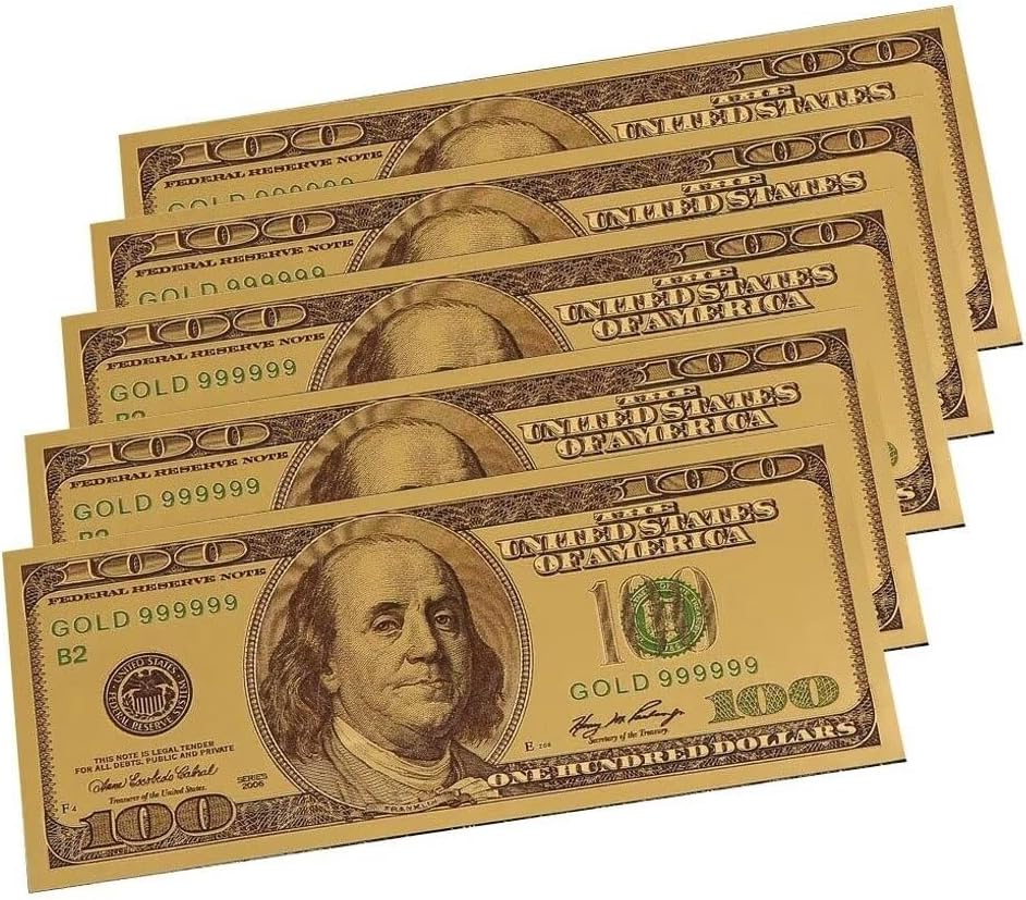 5 Banconote Decorative Dollaro 100$ | Finto Soldo Per Feste, Album, Collezione | GLeaf Bills - 2