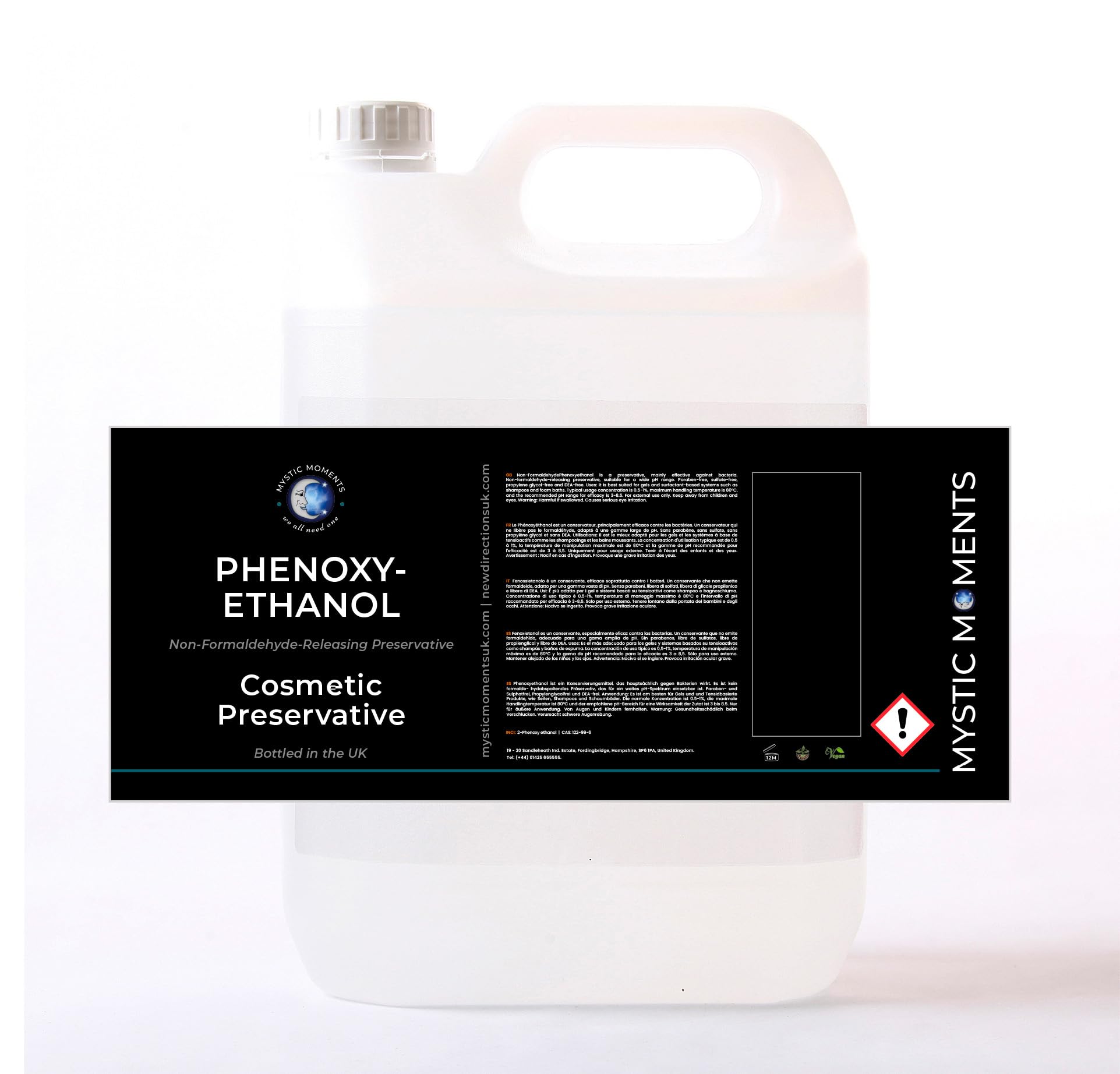 Mystic Moments | Phenoxyethanol Preservative | Clear Cosmetic Grade Liquid | Non-Formaldehyde Releasing | Paraben-Free | pH Neutral | Suitable for Emulsions, Alcohol & Water | 5Kg