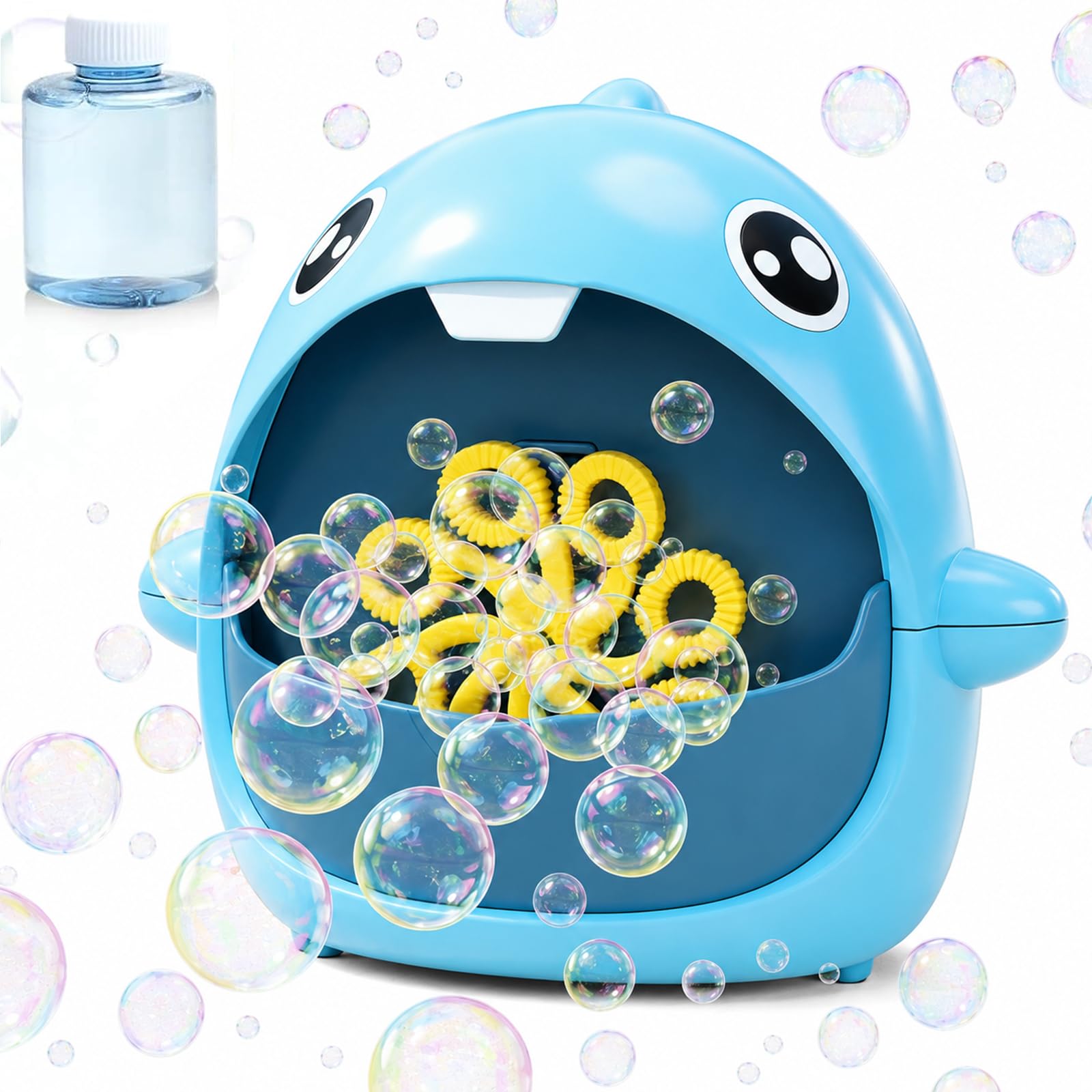 Cute Shark Bubble Machine for Kids, Bubble Blower Bottles of Solutions, Automatic Bubble Maker Machine Blaster, Indoor Outdoor Toy Garden Games for Baby Children Gift Party Favor