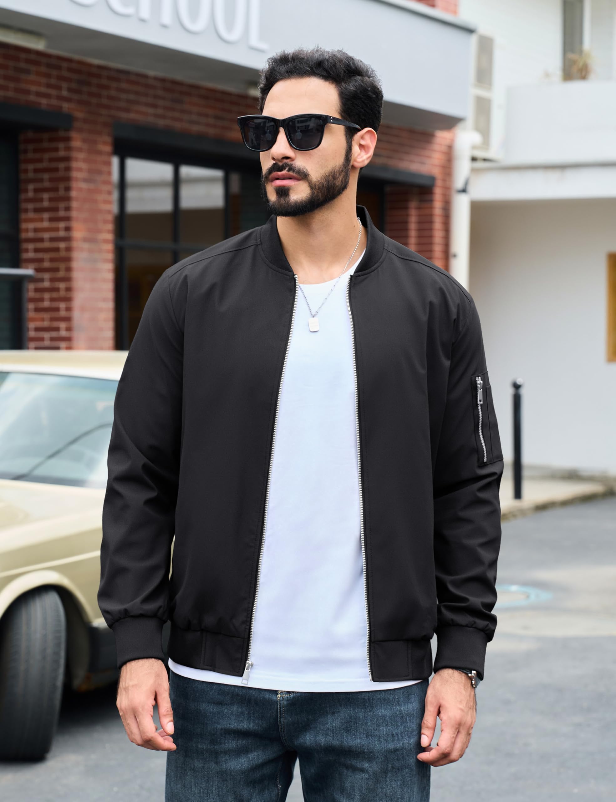 TACVASEN Uomo Giacca Bomber Leggera Jacket Sportiva con Collo da Baseball