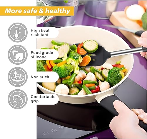 Miniatura 2 de Juego de espátulas de silicona de 3 piezas, resistentes al calor, antiadherentes, sin BPA, para huevos, panqueques, pescados, woks, incluye