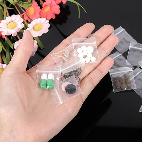 Miniatura 3 de 200 mini bolsas de plástico de 1 x 1 pulgada de 0.157 in, pequeñas bolsas transparentes con cierre de cremallera, bolsas transparentes con cierre