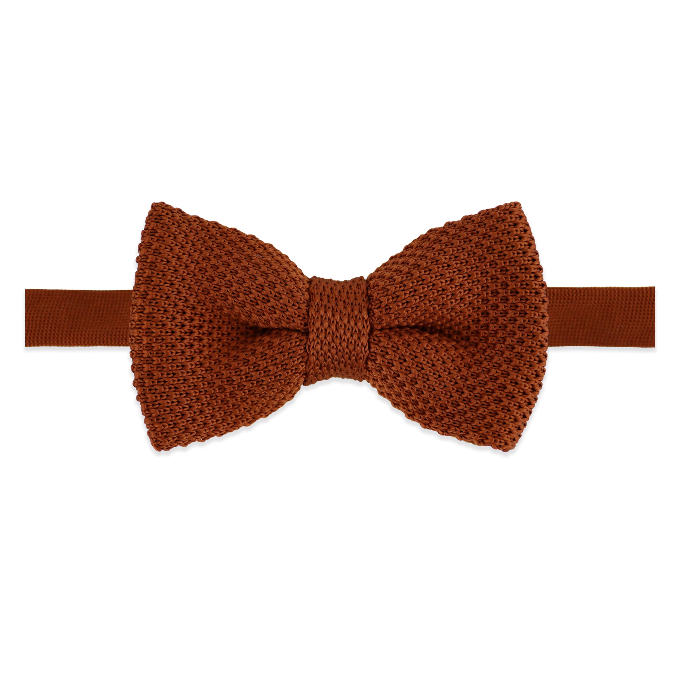 The Gents Lab Men's Rust Orange Knitted Bow Tie Made From 100% Soft Polyester | Over 20+ Colours (Rust Orange)