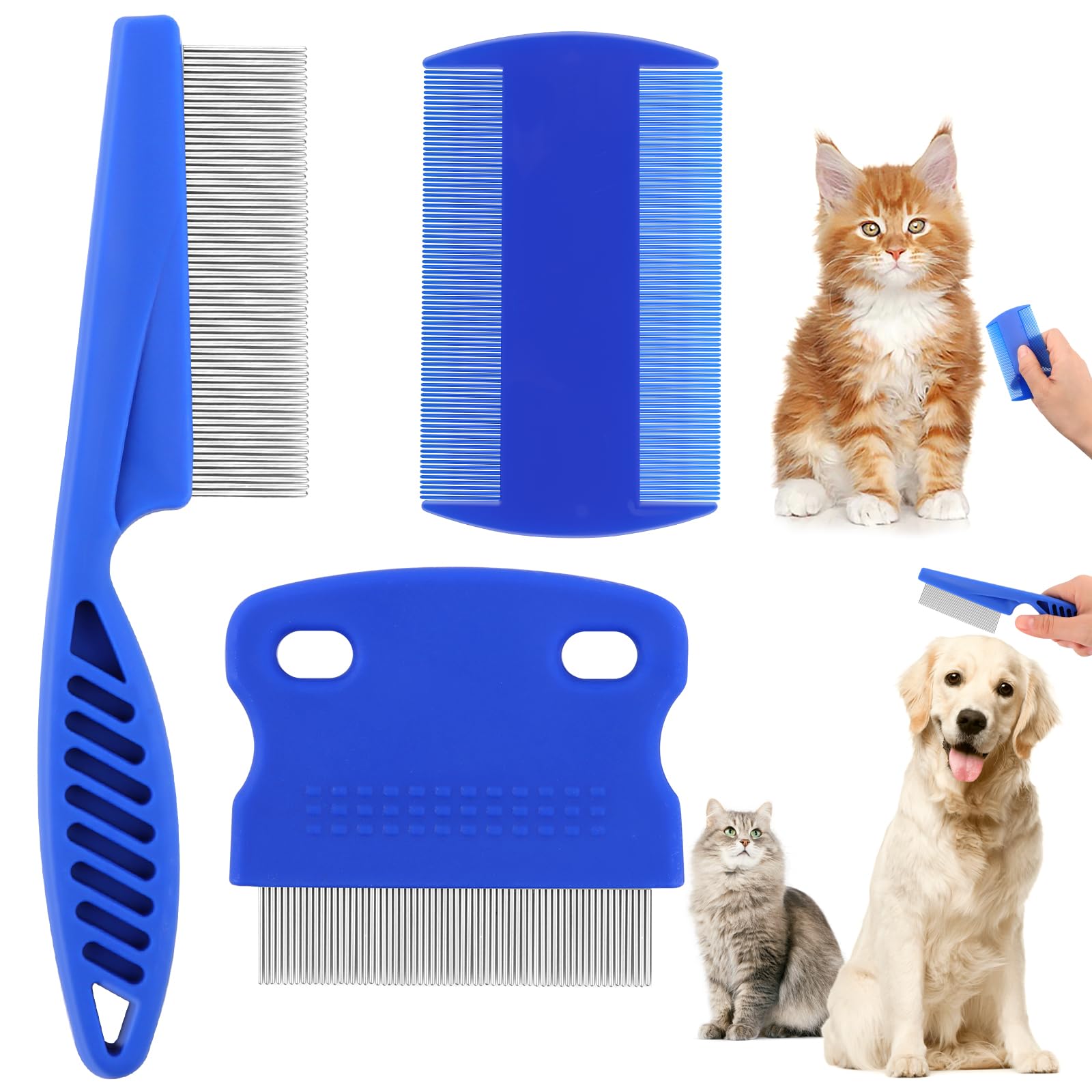 Katze Hund Flohkamm，Pet Reißen Fleck Entferner Kamm Set Pet Hund Pflege Kamm，Haustierkamm Profi Entfernen Floh，Mehrzweck Werkzeug，für Hund & Katze