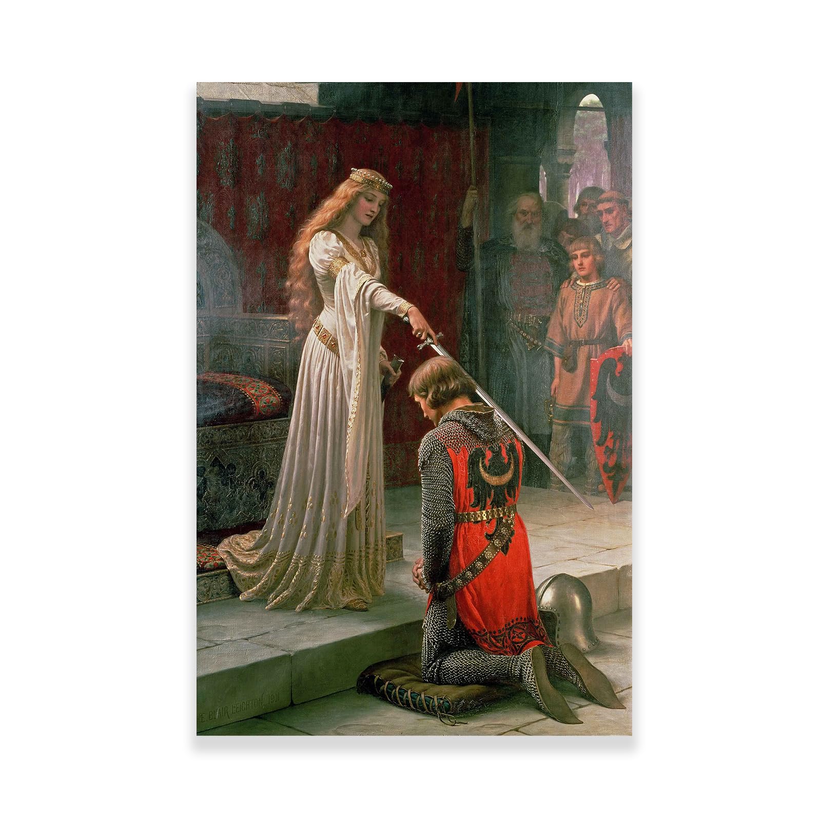 Edmund Blair Leighton Wall Art - The Accolade Posters - Classic Medieval Art Painting - Canvas Art Print Stretched Unframed Painting Picture Poster Giclee Wall Decor (12x18inches/30x45cm)