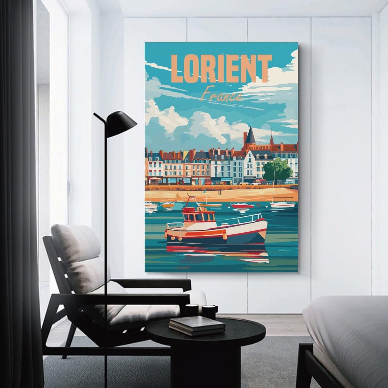 Junmoney Decorative Canvas Print Lorient France, 16x24inch(40x60cm), for Office, Study Or Home Workspace, Decorative Artwork for Productive Spaces