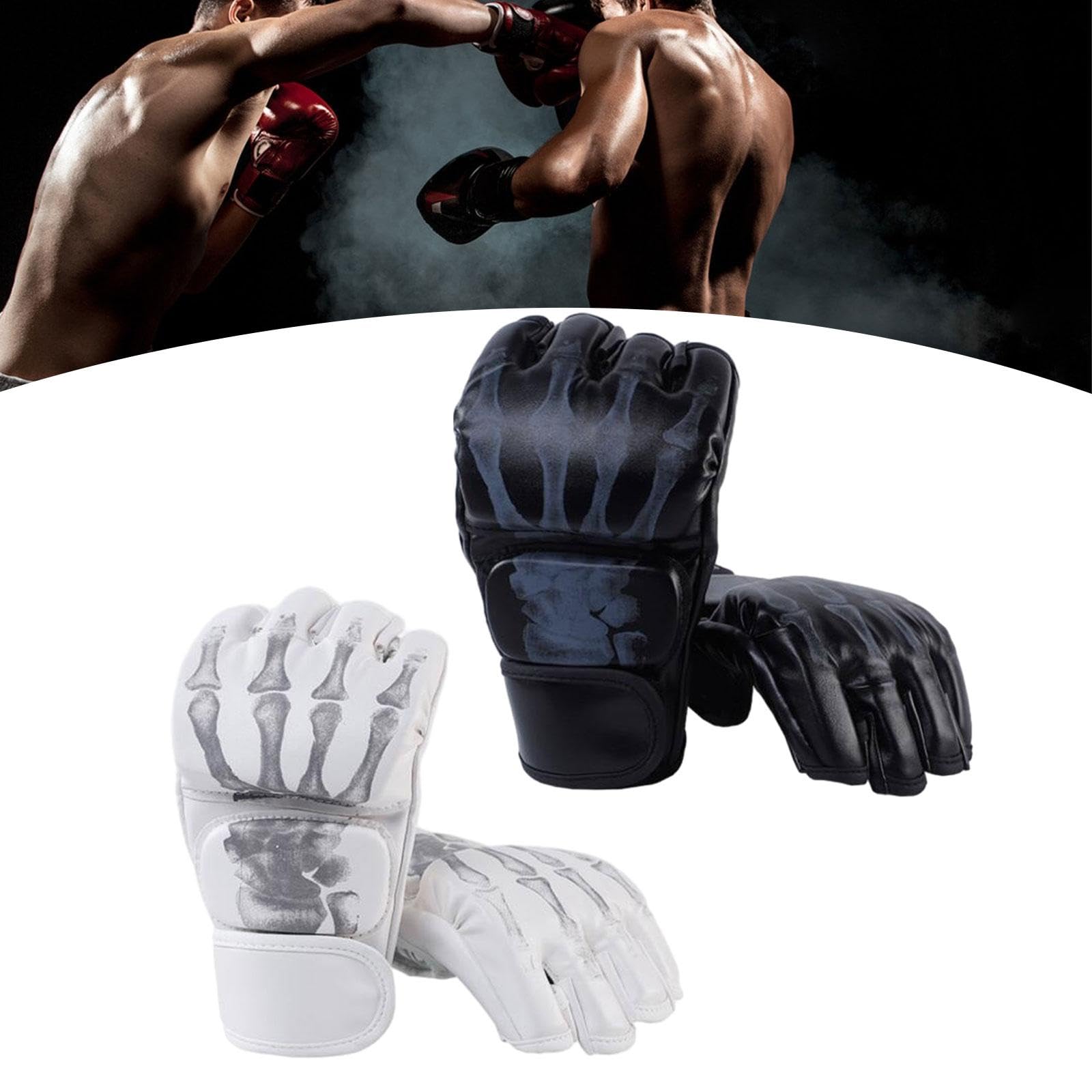 Guantes MMA Kickboxing Medio a Prueba de Golpes con Palma Abierta para Boxeo Lucha Artes Marciales 2 Pares