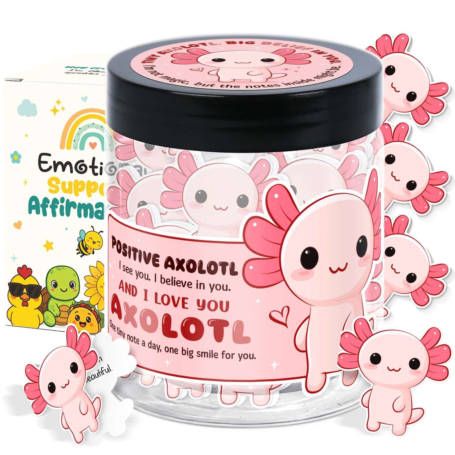 Cartes d affirmation axolotl positives de qualité supérieure pour le soutien des jeunes filles