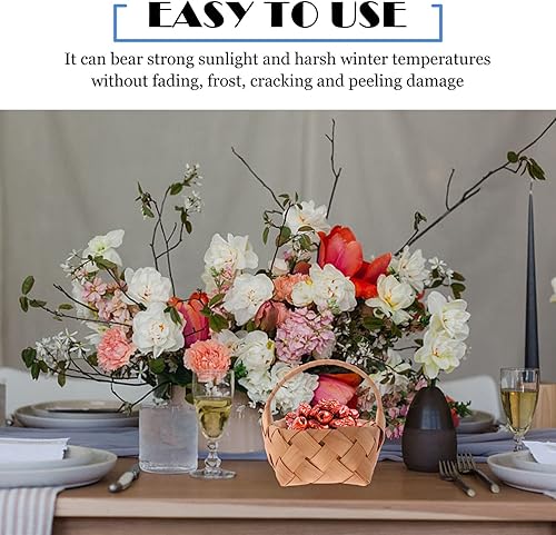 Miniatura 3 de PRETYZOOM Cesta de flores para niña, 2 unidades, cesta pequeña de astillas de madera, cestas de almacenamiento tejida de madera con asa, cesta de