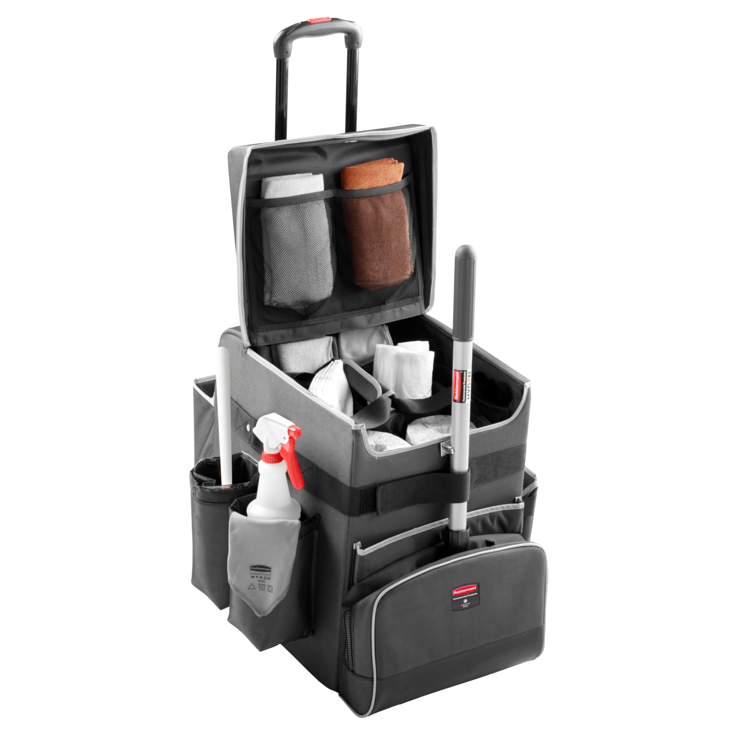 Rubbermaid Commercial Products Executive Quick Carts, Mobile/Travel Office Cart, Large, Dark Gray, for Housekeeper/Sales Rep/Medical Professionals/Home Healthcare/Teachers