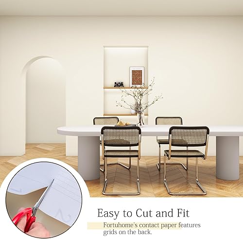 Miniatura 3 de Papel tapiz amarillo lechoso para despegar y pegar, 393.7 x 24 pulgadas, papel adhesivo extraíble y autoadhesivo para armarios, papel tapiz de