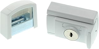 Burg Wächter Tür- und Fensterriegel, Einbruchschutz für Fenster und Türen, Abschließbar, Beidseitig verwendbar, WinSafe WZ 60, Weiß, Winsafe WZ 60 W SB, 45 x 80 x 36