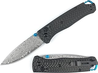 HUAAO EDC Bugout Knife, Axis Lock Pocket Knife with 3'' Damascus Blade Carbon Fiber Handle, Damascus Folding Knife with Thumb Stud Pocketclip - HUAAO