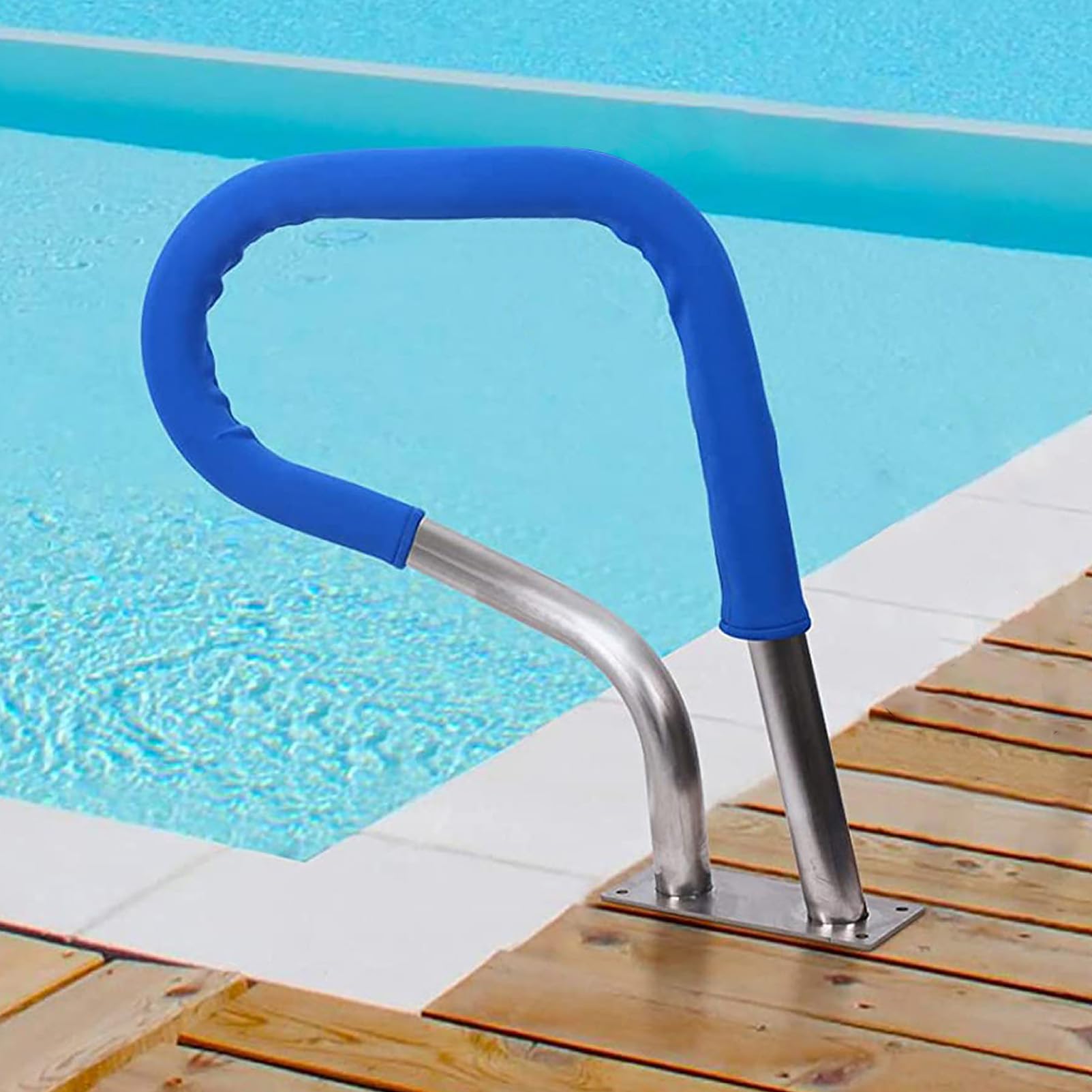 Barandilla de la piscina, 32x23Inch Inground Pool Rails, 330 LBS capacidad de carga, 304 de acero inoxidable piscina barandilla de la escalera con la cubierta de agarre y accesorios de montaje rápido