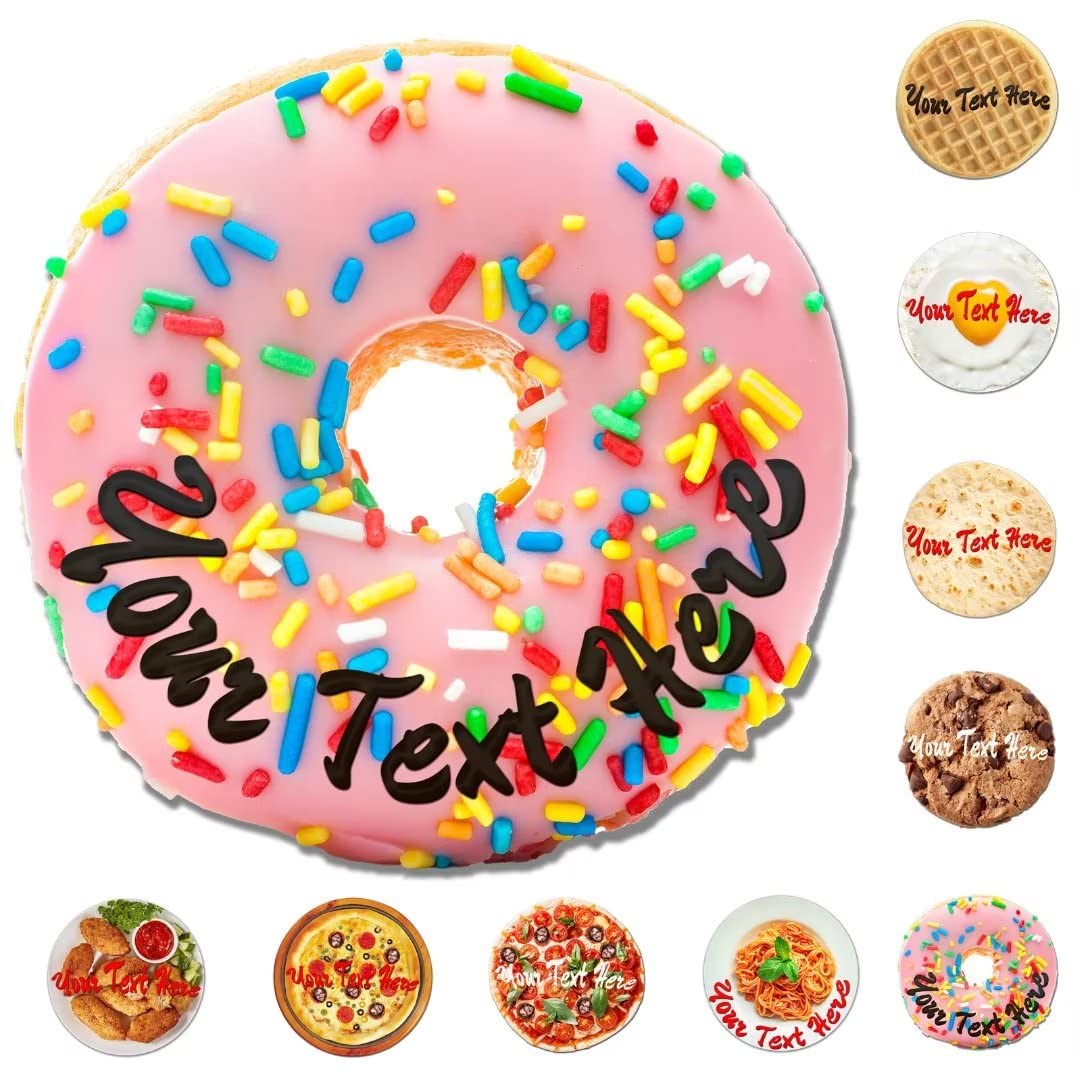 Aokizkdzsw Custom Funny Round Donut Blanket with Name and Text,Personalized Novelty Gifts Throw Food Blanket, Customized Soft Wrap Blankets for Adult and Kids or Teen