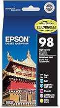 98 Claria Hi-Definition Ink High Capacity Black & Color Combo Pack (T098120-BCS) Works with Artisan-700, 710, 725, 730, 800, 810, 835, 837