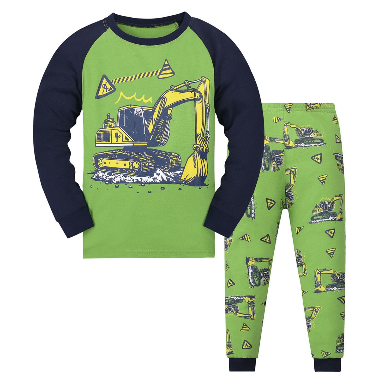 Générique Sleepwear pour Garcons - Hauts Et Bas Vêtements De Nuit Enfants Mode Dessin Animé Chemise Tee Shirt Manche Longue Col Rond Et Pantalon Chaud Vetement Automne Et Hiver