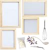 Cayway 10 Pack Paper Making Screen Kit Include 4 PCS Wooden Paper Making Mold Frame, Dried Flowers, Replace Mesh Cloth, Spoon Stirrer and Tweezers for DIY Dried Flowers Paper Craft