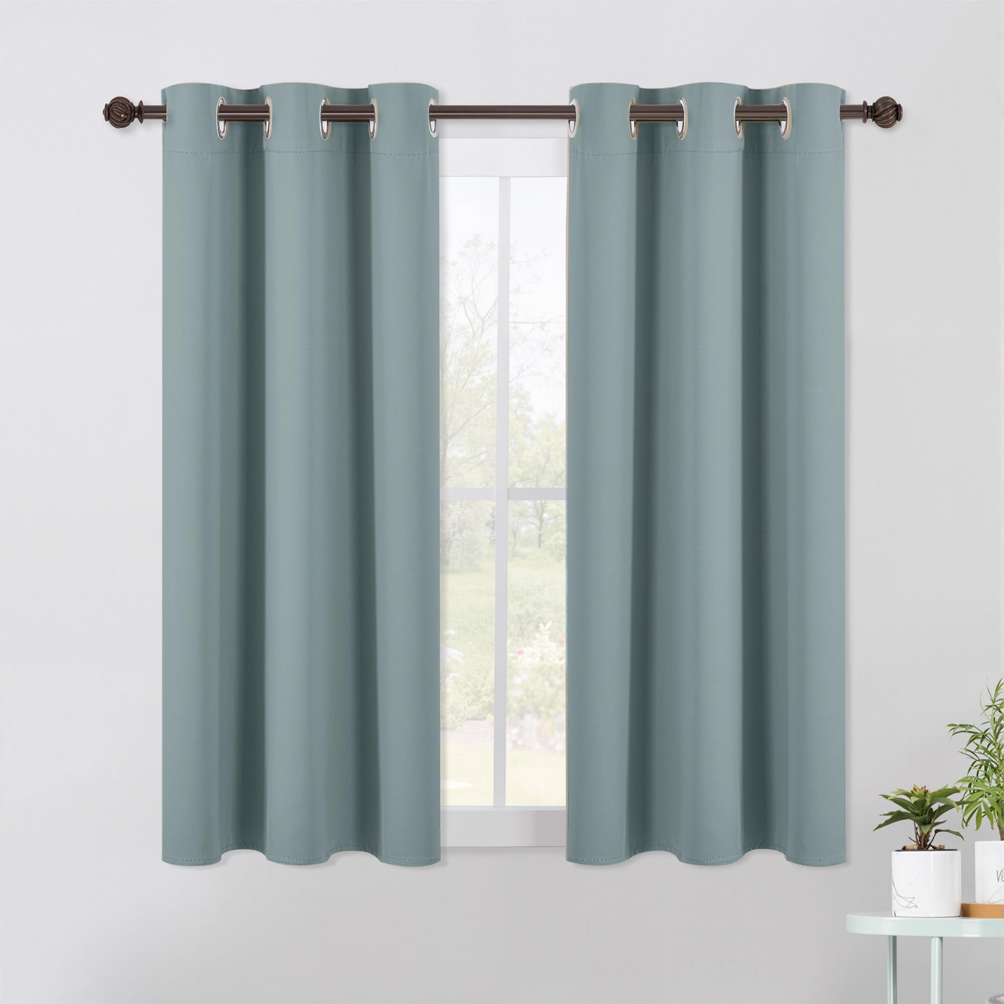 NICETOWN Bedroom Curtains Blackout Drapery Panels, 2 Panels, 42 x 54 Inch, Stormy Sea, 3 Pass Microfiber Thermal Insulated Solid Ring Top Blackout Window Curtains/Drapes