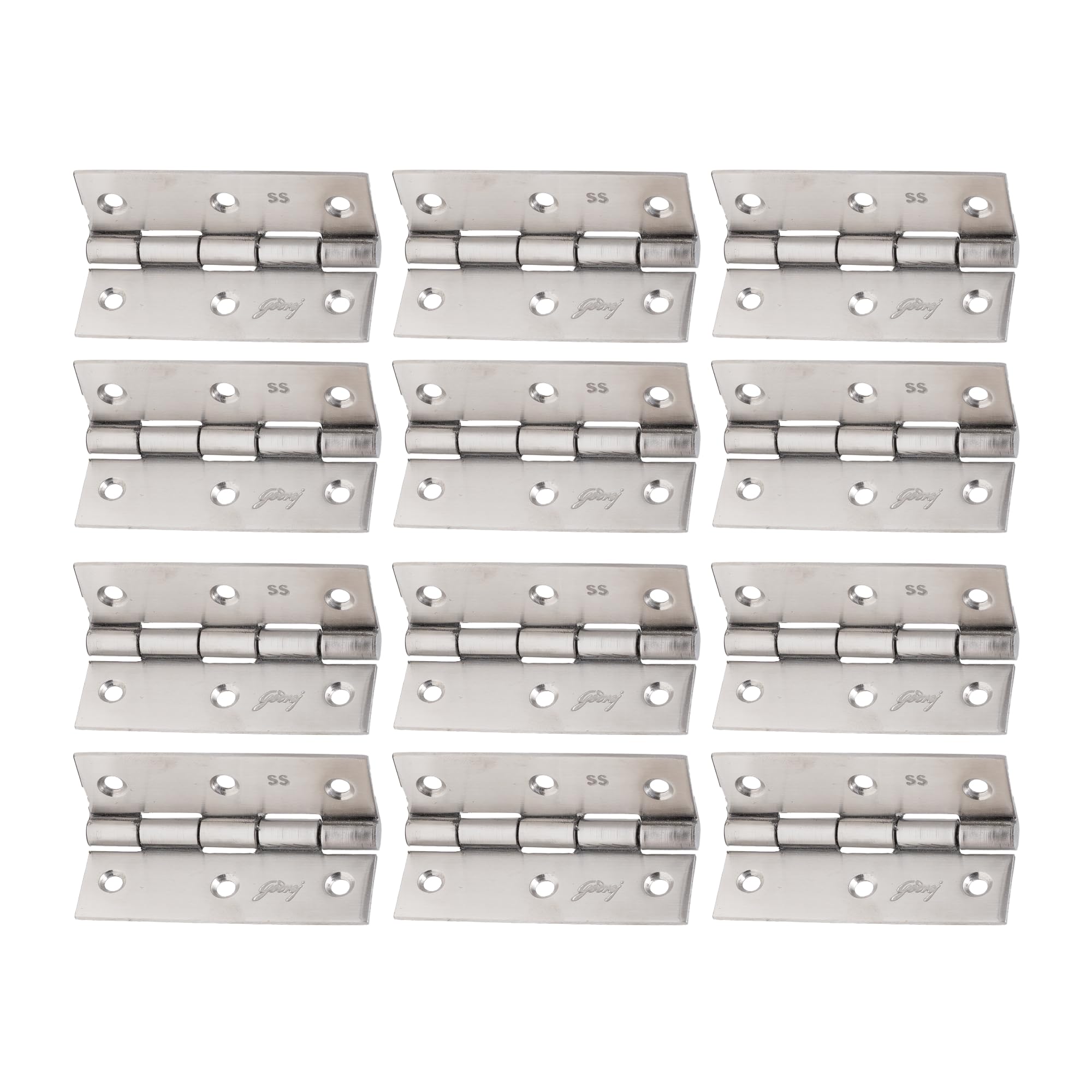 Godrej Door Hinge| 3 inch x 16 Gauge | 12 pcs | Kabza Suitable for Windows, Wardrobes & Cabinets | Thickness Upto 1.7 mm | Premium Satin Finish Door-Hardware-image-2