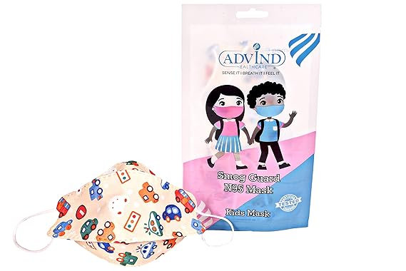 Advind Healthcare Smog Guard N95 Kids Mask Without Valve (For Kids Age 4-12 Years)