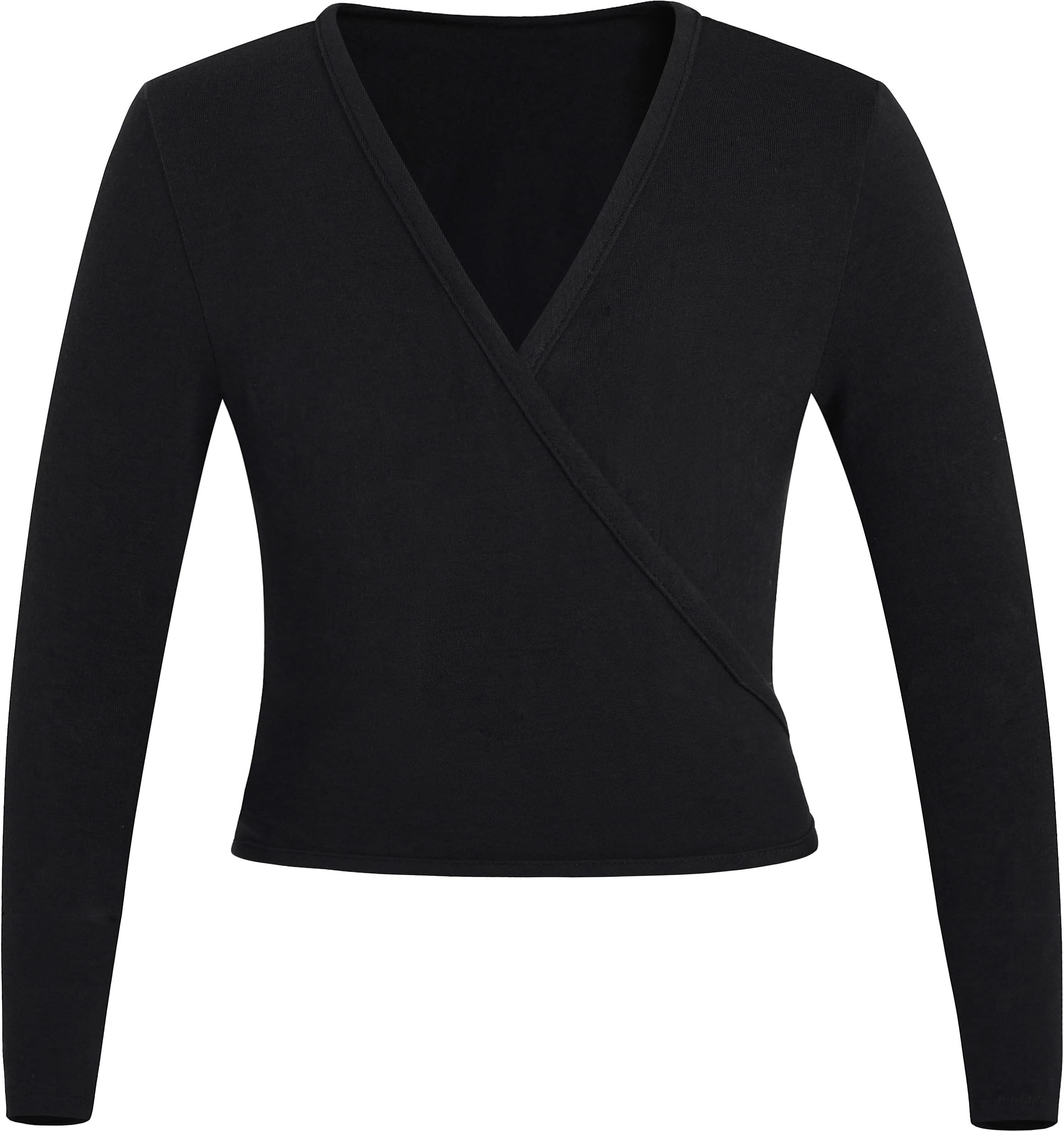 MOLLDANBallet Wrap Top for Girls Long Sleeve Dance Cardigan for Toddlers,Waist Self Tie
