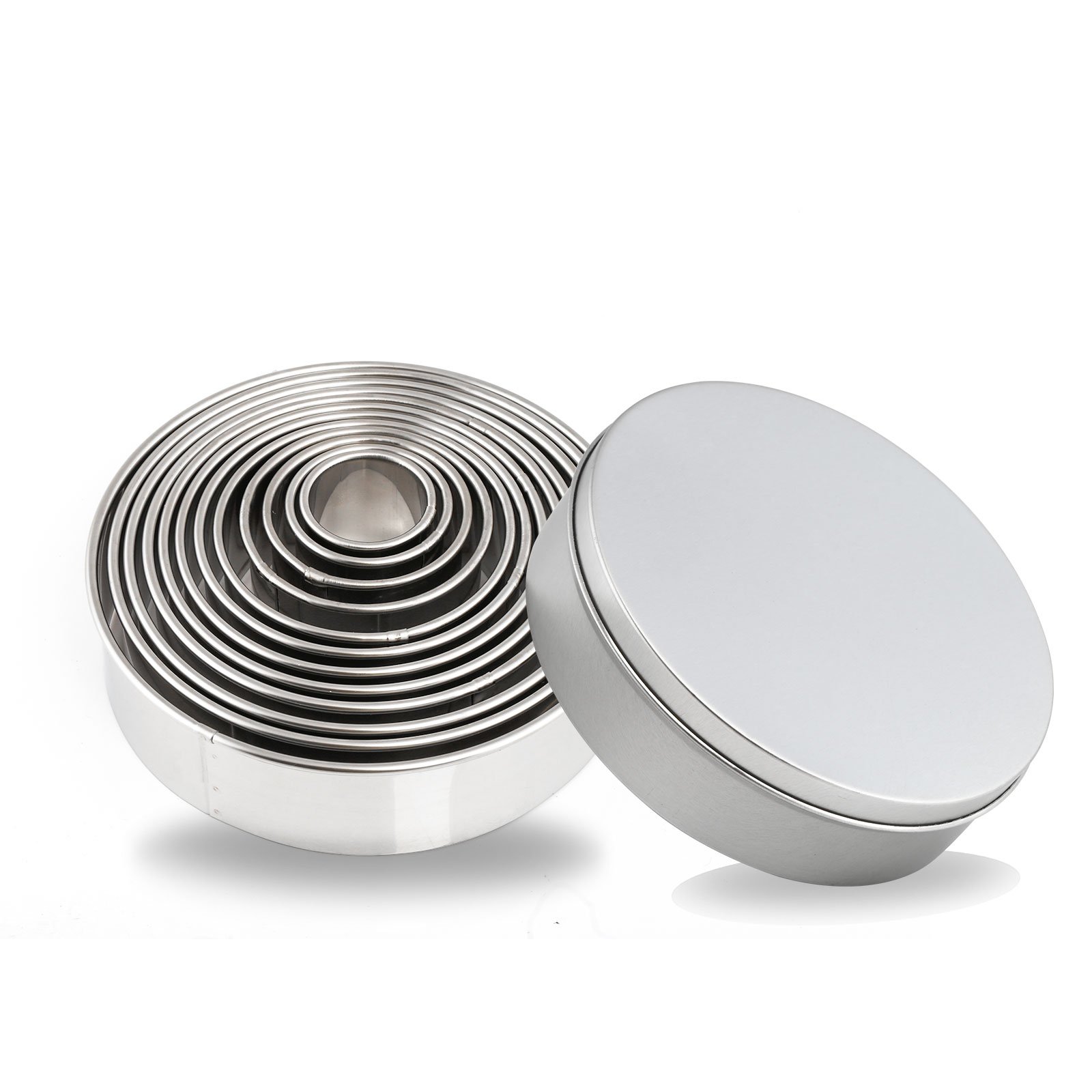 GWHOLE 12 Pcs Round Cookie Cutter Set, Scone Cutter Biscuit Cutter Pastry Donut Doughnut Cutter for Sconess Baking（2.5-12.5cm）