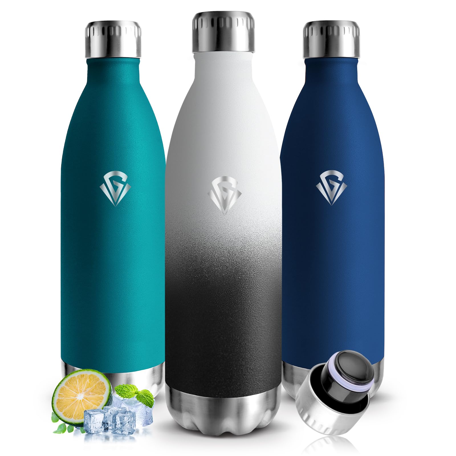 Mujigaga Thermal Water Bottle, 1 Litre, BPA Free Gym Water Bottle, Stainless Steel Water Bottle, Vacuum Insulation, Leak-Proof Thermal Bottle for Cycling, Yoga, School