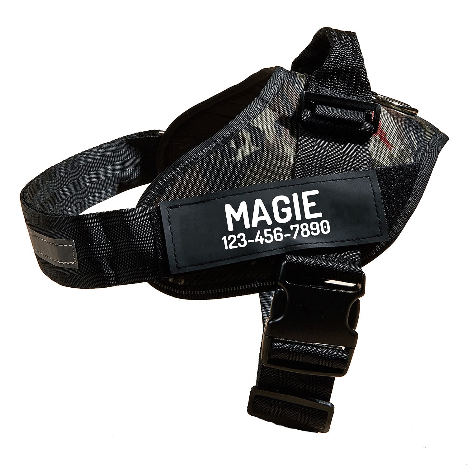 PawPawify Personalized No Pull Dog Harness with 2 Custom Name & Phone Patches, Reflective Breathable Pet Vest for Walking Training, Adjustable Heavy