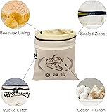 FLYAMAPIRIT Beeswax Bread Bag for Sourdough, Large Reusable Bread Bag with Beeswax and Linen for Longer Freshness, Sustainable and Washable Bags for Sourdough Bread (Pack of 2) - 3