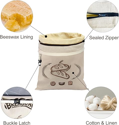 FLYAMAPIRIT Beeswax Bread Bag for Sourdough, Large Reusable Bread Bag with Beeswax and Linen for Longer Freshness, Sustainable and Washable Bags for Sourdough Bread (Pack of 2) - 3