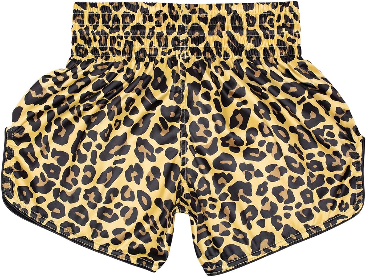 JUST YEARN Muay Thai Boxing Shorts, Traditional MMA Kickboxing Workout Trunks for Men and Women, High Mobility Training Gear