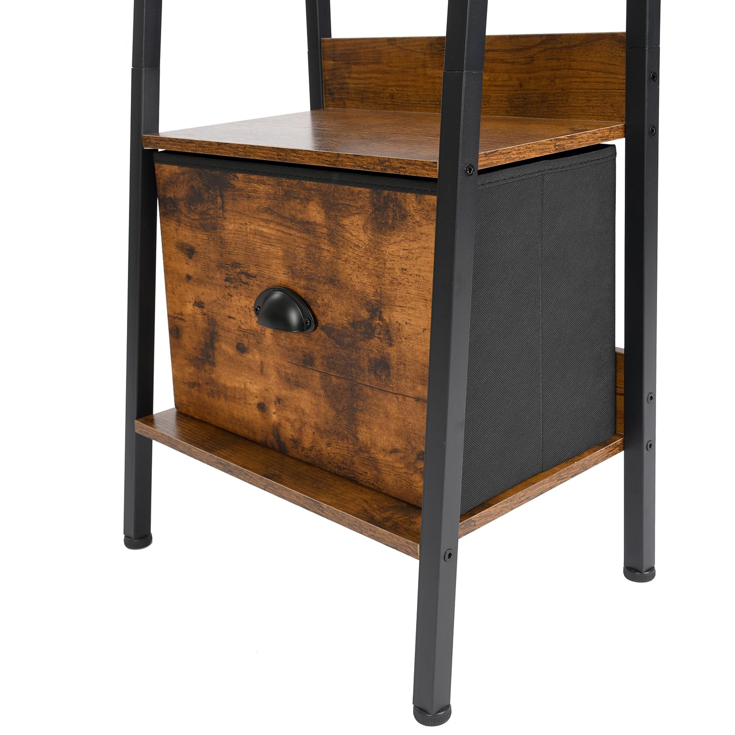 FurnitureR Chambre d'enfant Etagères, Étagères Trapézoïdales Ouvertes, Meuble de Rangement à 5 Niveaux avec Tiroirs en Non-Tissé, Étagère Autoportante pour Bureau, Bibliothèque, 42 x 29 x 141 cm