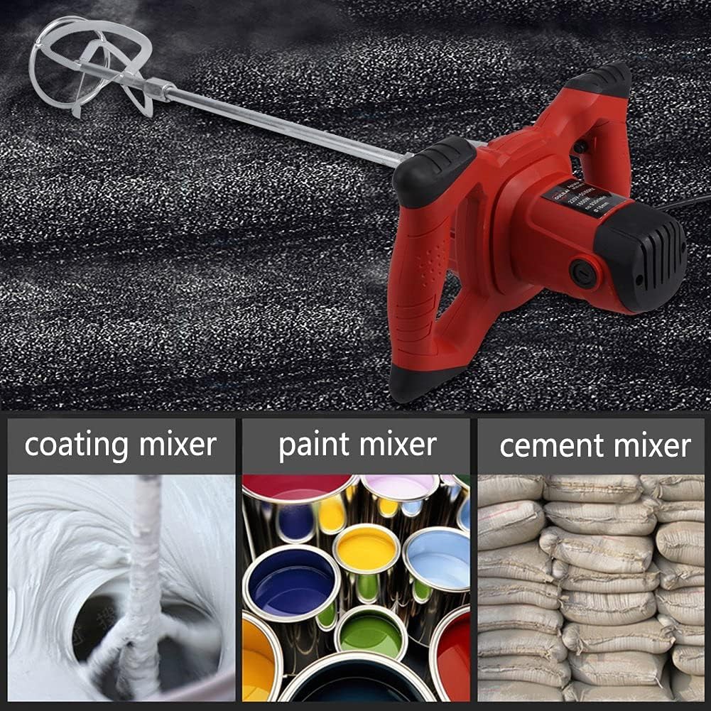 Miscelatore Elettrico 1400W per colla malta cemento vernici con frusta e cavo da 3 metri agitatore attacco M14 con 6 velocità Regolabili impugnatura ergonomica e sistema antivibrante