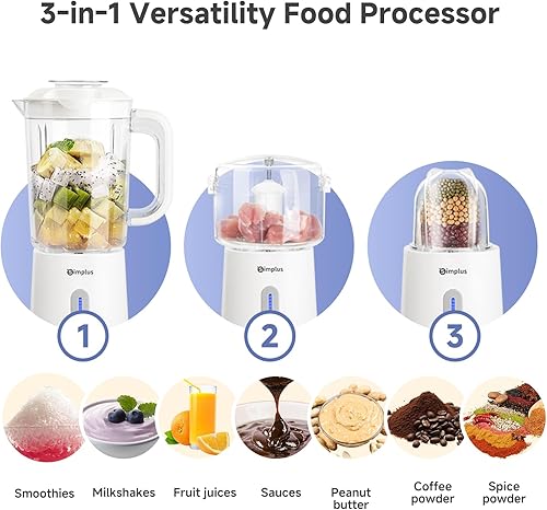 Miniatura 2 de Simplus Licuadora de 42 onzas para licuados con procesador de alimentos de 2 tazas y picadora de alimentos vegetales de 1 taza, licuadoras de alta
