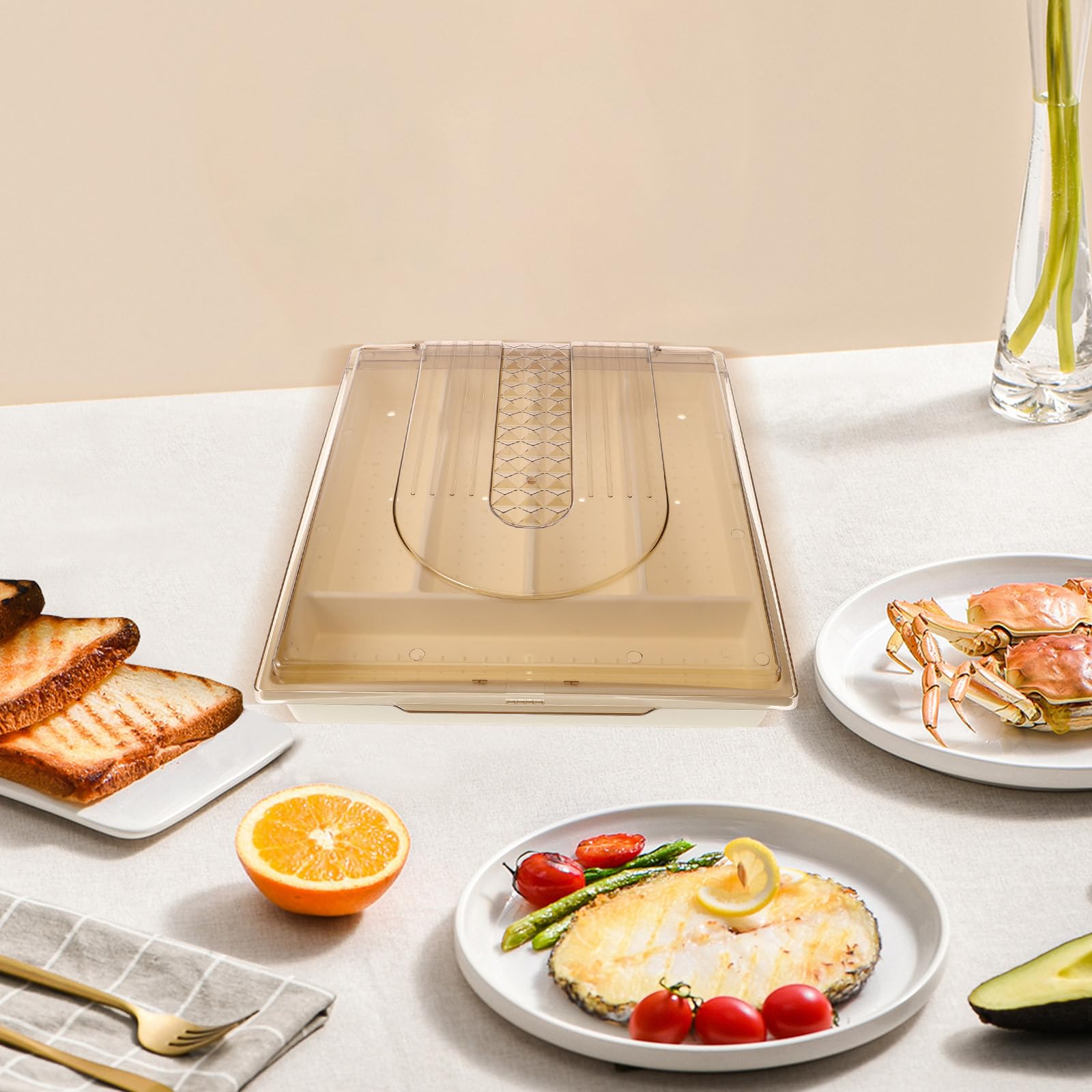 SHINEOFI Organizador de Cubiertos para Cajón de Cocina con Gran Capacidad, Diseño de Rejilla, Material PP y Pet, Resistente y Sencillo para Almacenar Utensilios