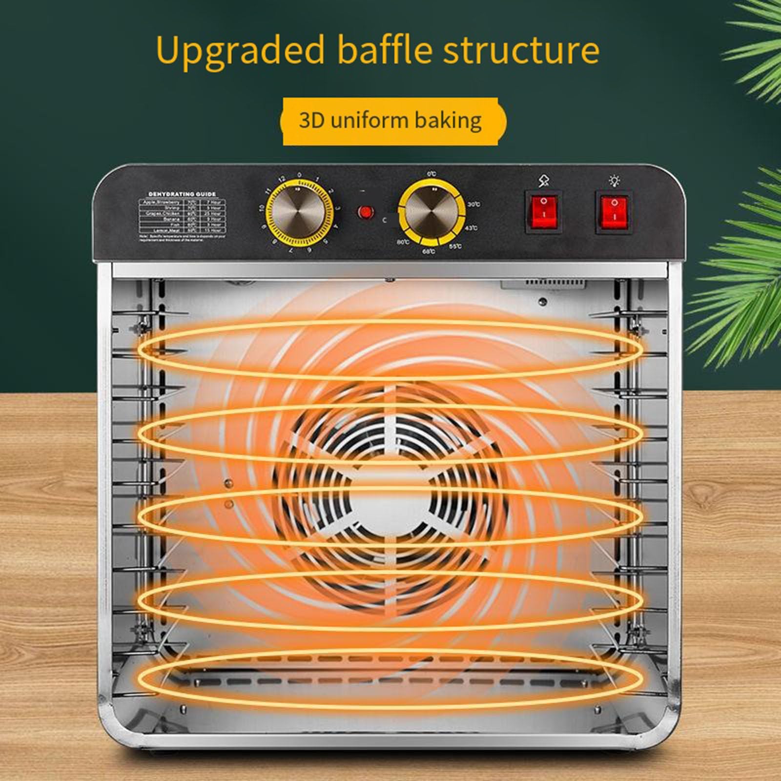 Secador de frutas y verduras de 12 capas de acero inoxidable, iluminación LED, ajuste de tiempo/temperatura, secador de deshidratación de alimentos para el hogar