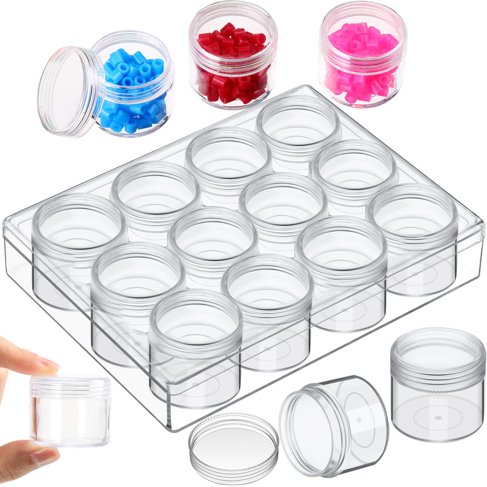 BluluClear Bead Organizer Bead Storage Containers Set with 12 Boxes (1.5 x 1.5 x 1.38 Inches)