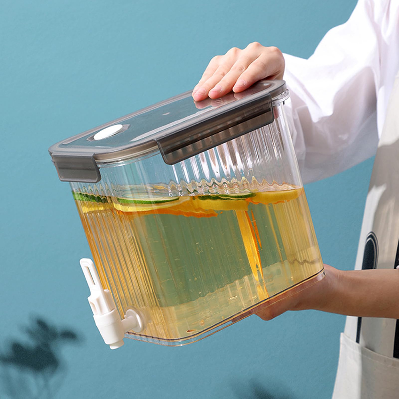 Distributeur De Boisson 3,5L Avec Robinet - Récipient Réfrigérateur - Blanc