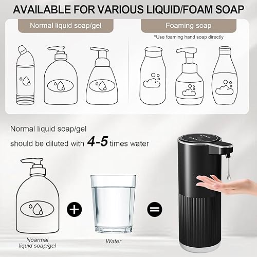 Miniatura 6 de GuDoQi Dispensador automático de jabón líquido sin contacto, espuma ajustable de 4 niveles, dispensador de jabón de manos recargable por USB para